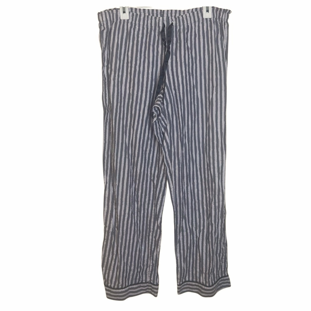 Victoria's Secret Women's Gray White & Silver Metalic Stripe Pj Pants Size Large